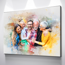 Load image into Gallery viewer, Custom Family Watercolor Portrait Horizontal | Portrait from Photo | Family Portrait Painting | Anniversary Gift | Family Illustration | Christmas Gift