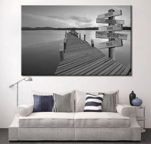 Personalized Gifts for Dad | Father's Day Canvas | Dad Canvas | Lake Dock Personalized Canvas Wall Art Wall Art with Names