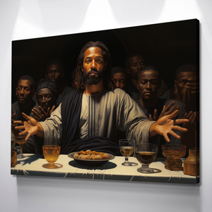 African American Wall Art | African Canvas Art | Canvas Wall Art | Black Jesus Last Supper v9