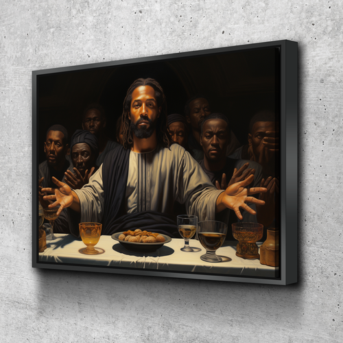 African American Wall Art | African Canvas Art | Canvas Wall Art | Black Jesus Last Supper v9