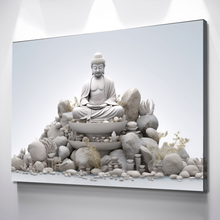 Load image into Gallery viewer, Buddha Monk Zen Stones Bathroom Wall Art | Bathroom Wall Decor | Bathroom Canvas Art Prints | Canvas Wall Art v4