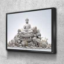 Load image into Gallery viewer, Buddha Monk Zen Stones Bathroom Wall Art | Bathroom Wall Decor | Bathroom Canvas Art Prints | Canvas Wall Art v4
