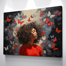 Load image into Gallery viewer, Graffiti Canvas Art | African American Girl Butterflies Print Poster Art Canvas Wall Art | Living Room Bedroom Canvas Wall Art | African American Art