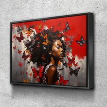 Load image into Gallery viewer, Graffiti Canvas Art | African American Girl Butterflies Print Poster Art Canvas Wall Art | Living Room Bedroom Canvas Wall Art | African American Art v2