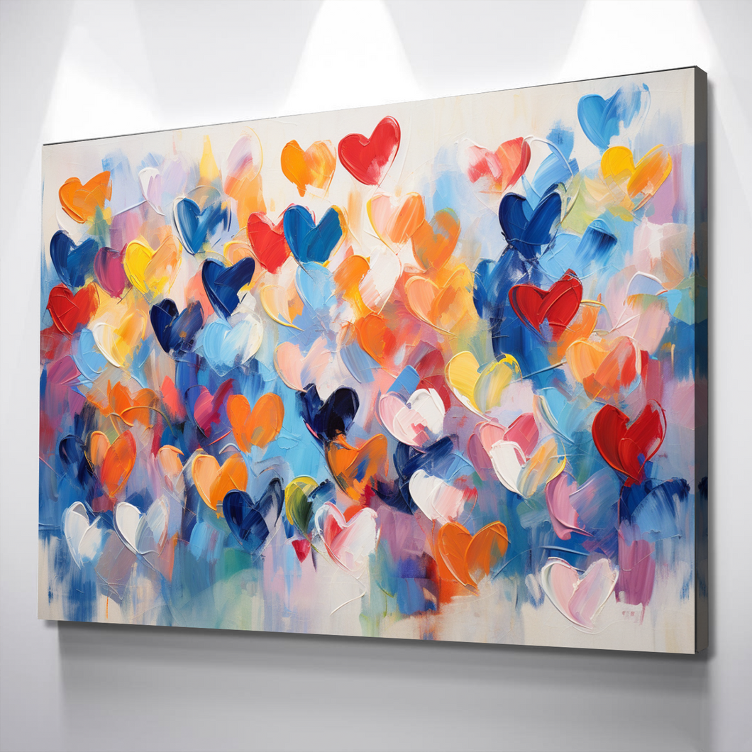 Love Hearts Paint Graffiti Canvas Wall Art | Pop Art Wall Art v3