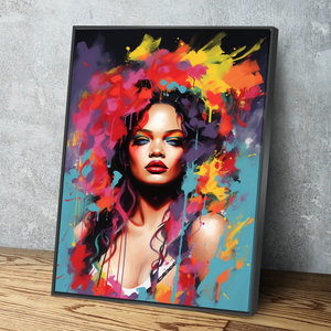 African American Wall Art | African Canvas Art | Canvas Wall Art | Colorful Paint Hair BadGalRiRi Inspired Portrait Canvas Art