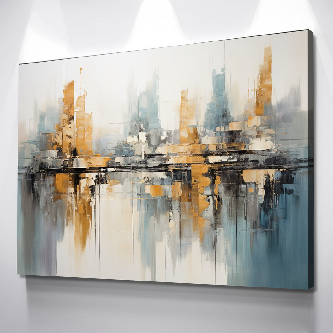 Abstract Modern Building Towers Colorful Reflection Landscape Bathroom Wall Art | Bathroom Wall Decor | Bathroom Canvas Art Prints | Canvas Wall Art