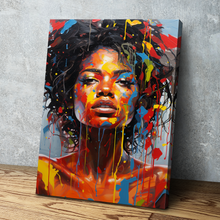 Load image into Gallery viewer, African American Wall Art | African Canvas Art | Canvas Wall Art | Colorful Paint Hair Portrait Canvas Art v3