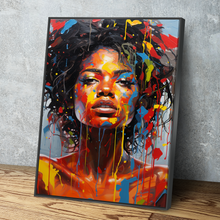 Load image into Gallery viewer, African American Wall Art | African Canvas Art | Canvas Wall Art | Colorful Paint Hair Portrait Canvas Art v3