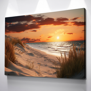 Beach White Sand Sun Rise | Living Room Wall Art | Living Room Wall Decor | Bedroom Wall Art | Bathroom Wall Decor | Canvas Wall Art