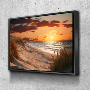 Beach White Sand Sun Rise | Living Room Wall Art | Living Room Wall Decor | Bedroom Wall Art | Bathroom Wall Decor | Canvas Wall Art