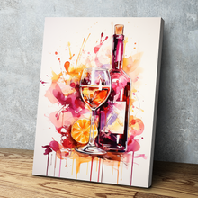 Load image into Gallery viewer, Kitchen Wall Art | Kitchen Canvas Wall Art | Kitchen Prints | Kitchen Artwork | Wine Bottle Glass v2