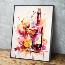 Load image into Gallery viewer, Kitchen Wall Art | Kitchen Canvas Wall Art | Kitchen Prints | Kitchen Artwork | Wine Bottle Glass v2
