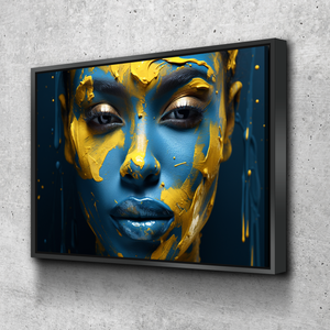 Blue and Gold Facial Paint | African American Wall Art | African Canvas Art | Canvas Wall Art | Black History Month Canvas Art