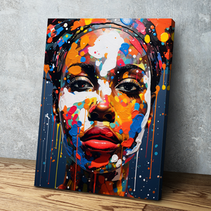 African American Wall Art | African Canvas Art | Canvas Wall Art | Colorful Paint Portrait Canvas Art
