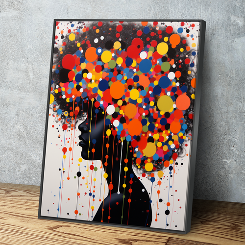 African American Wall Art | African Canvas Art | Canvas Wall Art | Colorful Painted Afro Portrait Canvas Art