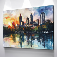 Load image into Gallery viewer, Abstract Watercolor Atlanta Skyline | Atlanta Canvas Wall Art | Atlanta Print Art | Atlanta Skyline Poster v2