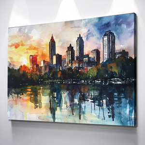 Abstract Watercolor Atlanta Skyline | Atlanta Canvas Wall Art | Atlanta Print Art | Atlanta Skyline Poster v2