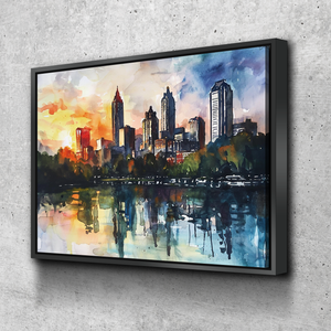 Abstract Watercolor Atlanta Skyline | Atlanta Canvas Wall Art | Atlanta Print Art | Atlanta Skyline Poster v2