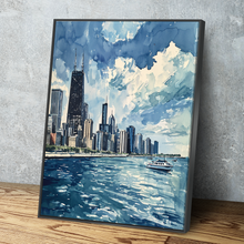 Load image into Gallery viewer, Abstract Watercolor Chicago Skyline | Chicago Canvas Wall Art | Chicago Print Art | Chicago Skyline Poster