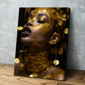 African American Wall Art | African Canvas Art | Canvas Wall Art | Gold Honey Money Portrait Canvas Art