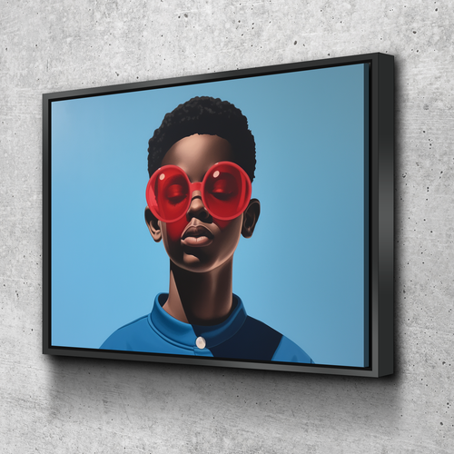 African Wall Art | Abstract African art | Canvas Wall Art | African American Boy Bubblegum Glasses Abstract v3