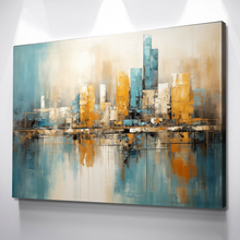 Load image into Gallery viewer, Abstract Modern Building Towers Colorful Reflection Landscape Bathroom Wall Art | Bathroom Wall Decor | Bathroom Canvas Art Prints | Canvas Wall Art v2