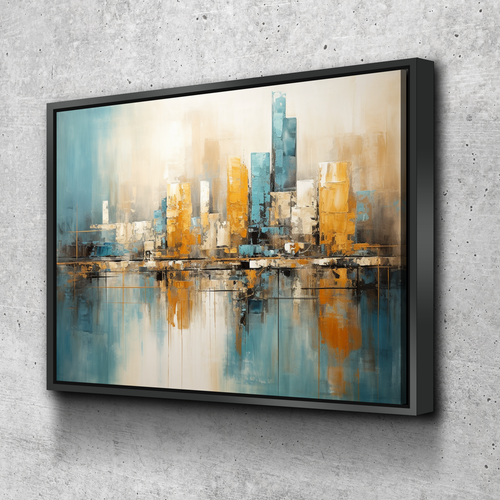 Abstract Modern Building Towers Colorful Reflection Landscape Bathroom Wall Art | Bathroom Wall Decor | Bathroom Canvas Art Prints | Canvas Wall Art v2