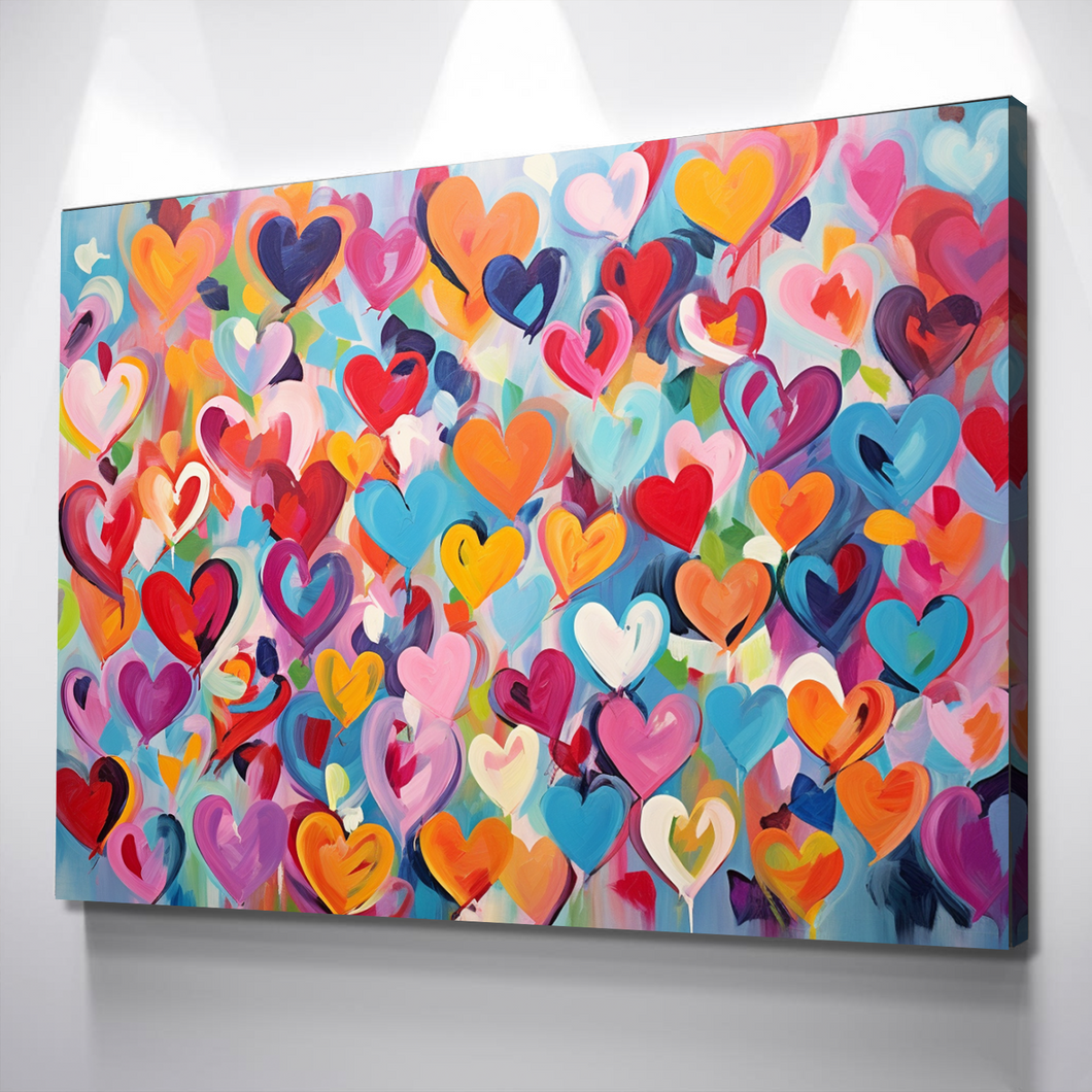 Love Hearts Paint Graffiti Canvas Wall Art | Pop Art Wall Art v4