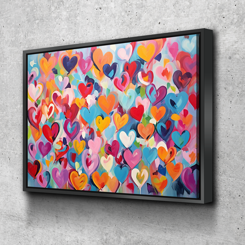 Love Hearts Paint Graffiti Canvas Wall Art | Pop Art Wall Art v4