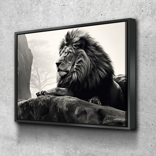 Lion Wall Art | Lion Canvas | Living Room Bedroom Canvas Wall Art Set | Black and White Large Lion