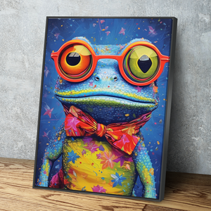 Frog Abstract Canvas Wall Art Print Poster | Living Room Bedroom Bathroom Wall Decor v2