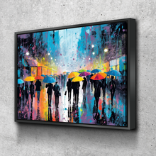 Load image into Gallery viewer, Graffiti Canvas Art | Colored Rain People in the Street v2 Graffiti Print Poster Art Canvas Wall Art | Living Room Bedroom Canvas Wall Art