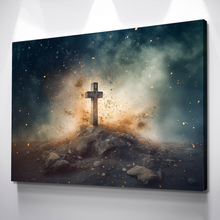 Load image into Gallery viewer, Christian Wall Art | Christian Art Gift | Cross Surrounded by Stars | Canvas Wall Art