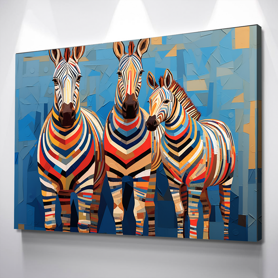 Zebra Abstract Colorful Canvas Wall Art Framed Print | Living Room Kids Room Bedroom Wall Decor