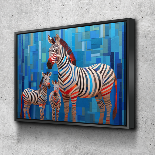 Zebra Abstract Colorful Canvas Wall Art Framed Print | Living Room Kids Room Bedroom Wall Decor v2