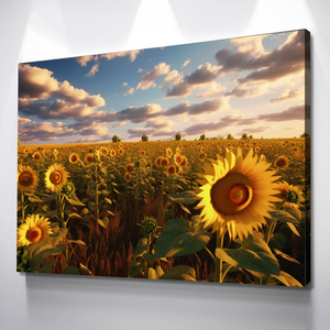 Sunflower Canvas Painting | Summer Sunflower Field Flowers Yellow | Sunflower Canvas Wall Art | Sunflower Wall Decor Print | Living Room Bathroom Bedroom Wall Decor v2