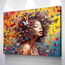 Load image into Gallery viewer, Graffiti Canvas Art | Girl Multicolor Butterflies Print Poster Art Canvas Wall Art | Living Room Bedroom Canvas Wall Art