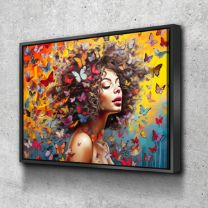 Graffiti Canvas Art | Girl Multicolor Butterflies Print Poster Art Canvas Wall Art | Living Room Bedroom Canvas Wall Art