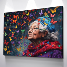 Load image into Gallery viewer, Graffiti Canvas Art | Old Lady Butterflies Print Poster Art Canvas Wall Art | Living Room Bedroom Canvas Wall Art