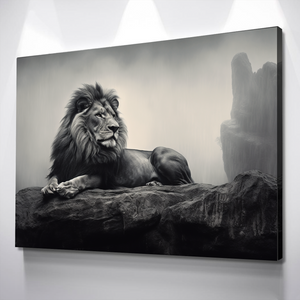 Lion Wall Art | Lion Canvas | Living Room Bedroom Canvas Wall Art Set | Black and White Large Lion v2