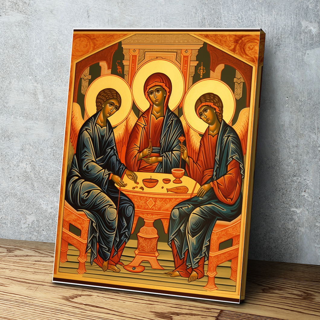 The Holy Trinity By Andrei Rublev Canvas Wall Art Portrait Print v2