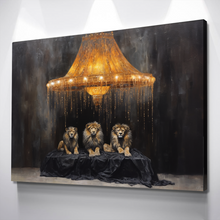 Load image into Gallery viewer, Lion Wall Art | Lion Canvas | Living Room Bedroom Canvas Wall Art Set | Lions Resting Under Chandelier