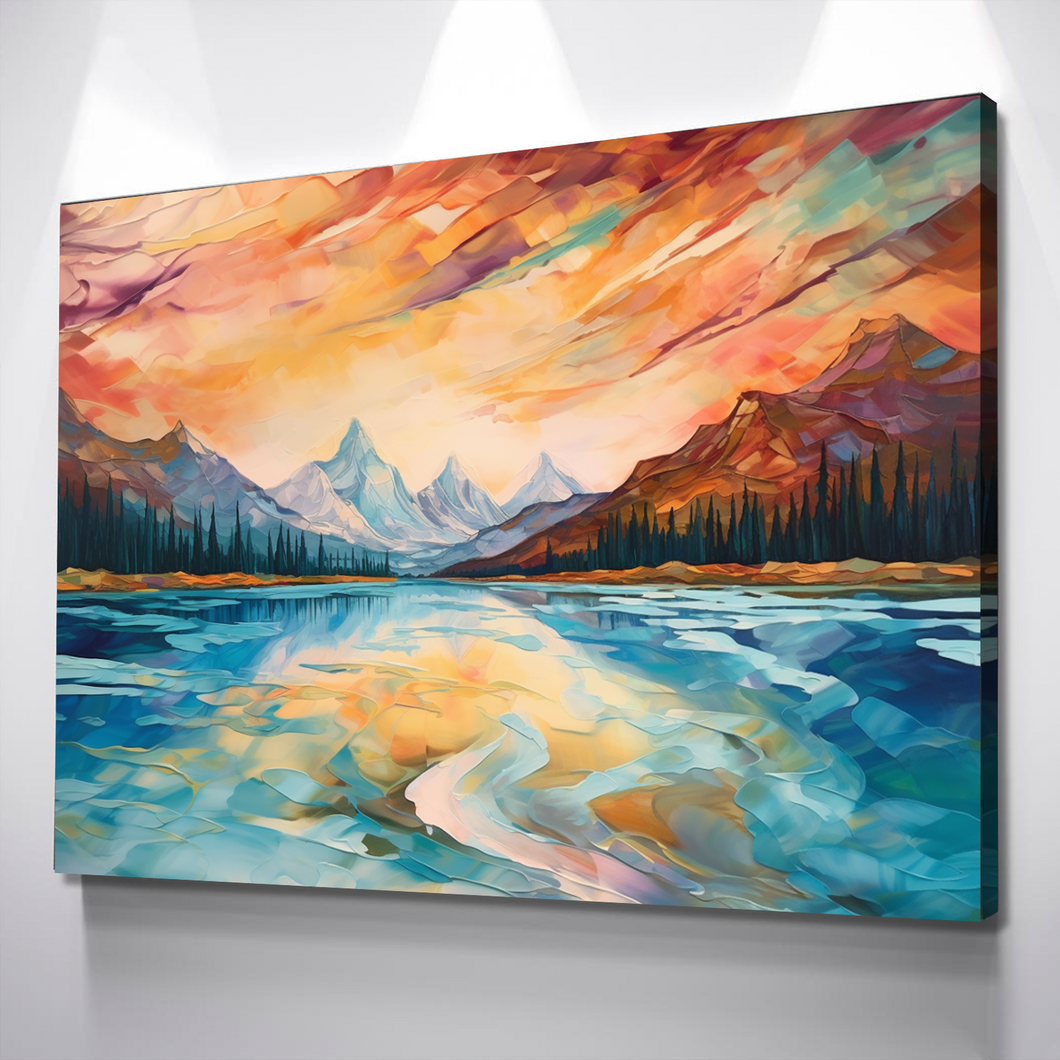 Abstract Mountain Colorful Reflection Landscape Bathroom Wall Art | Bathroom Wall Decor | Bathroom Canvas Art Prints | Canvas Wall Art