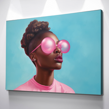 Load image into Gallery viewer, African Wall Art | Abstract African art | Canvas Wall Art | African American Girl Bubblegum Glasses Abstract v3