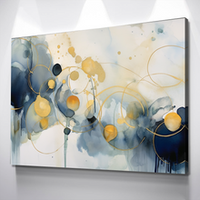 Load image into Gallery viewer, Living Room Wall Art | Living Room Wall Decor | Bedroom Wall Art | Bedroom Wall Decor | Abstract White Blue and Gold Marble Canvas Wall Art