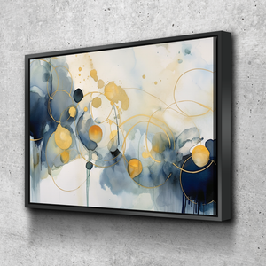 Living Room Wall Art | Living Room Wall Decor | Bedroom Wall Art | Bedroom Wall Decor | Abstract White Blue and Gold Marble Canvas Wall Art