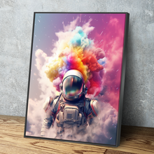 Load image into Gallery viewer, Abstract NASA Astronaut Colorful Cloud Space Travel | Canvas Wall Art Framed Print | Living Room Kids Room Bedroom Wall Decor v3