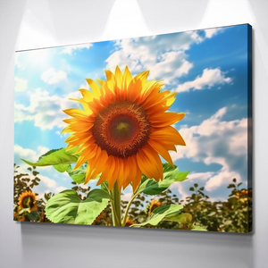 Sunflower Canvas Painting | Summer Sunflower Field Flowers Yellow | Sunflower Canvas Wall Art | Sunflower Wall Decor Print | Living Room Bathroom Bedroom Wall Decor v4