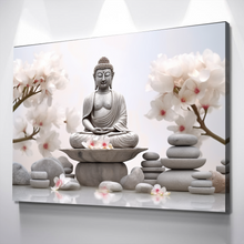 Load image into Gallery viewer, Buddha Monk Zen Stones Bathroom Wall Art | Bathroom Wall Decor | Bathroom Canvas Art Prints | Canvas Wall Art v2